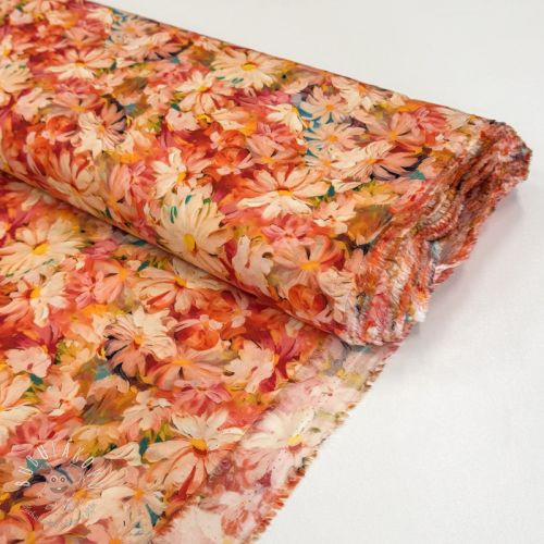 Viskóza RAYON POPLIN Oil painted flowers design F digital print