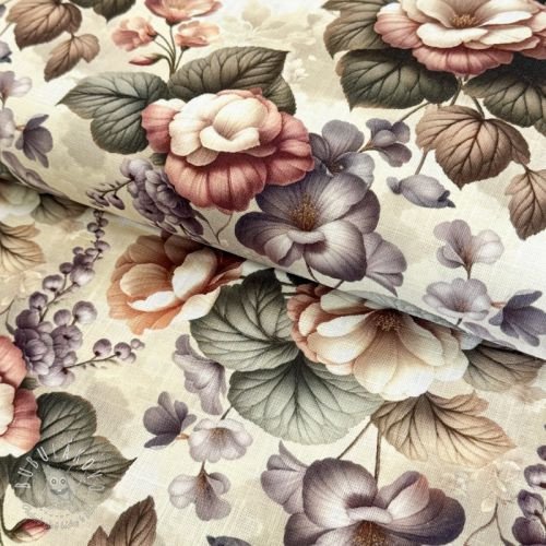 Viskóza s ľanom Casia design B digital print