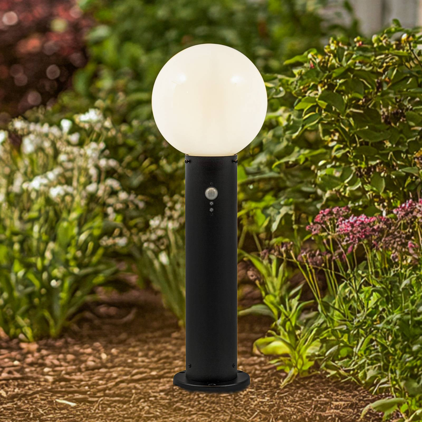 Podstavcové svetlo Lindby Dangan, biele, 60 cm, sklo, senzor