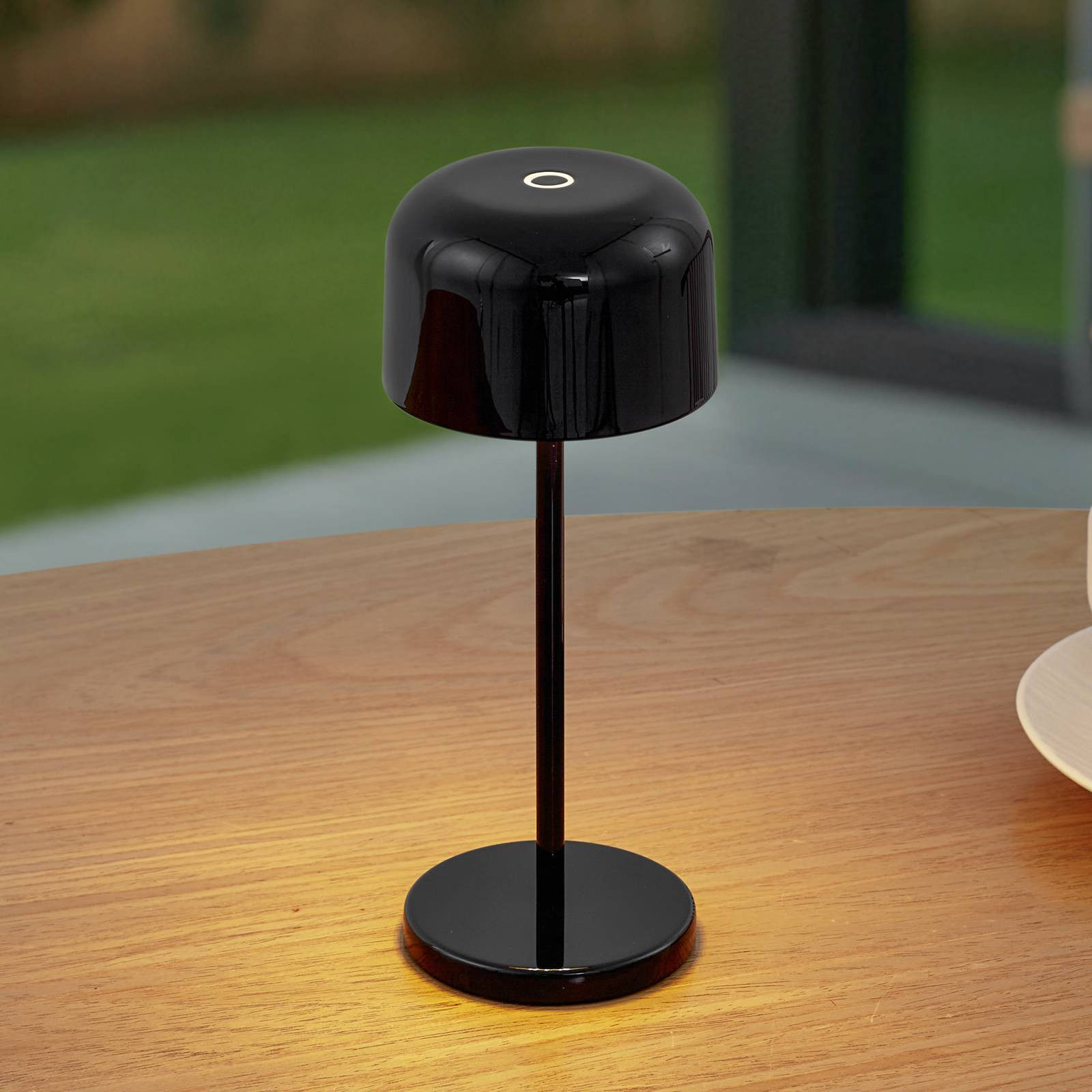 Nabíjateľná stolová lampa Lucande LED Quill, čierna, CCT, stmievateľná