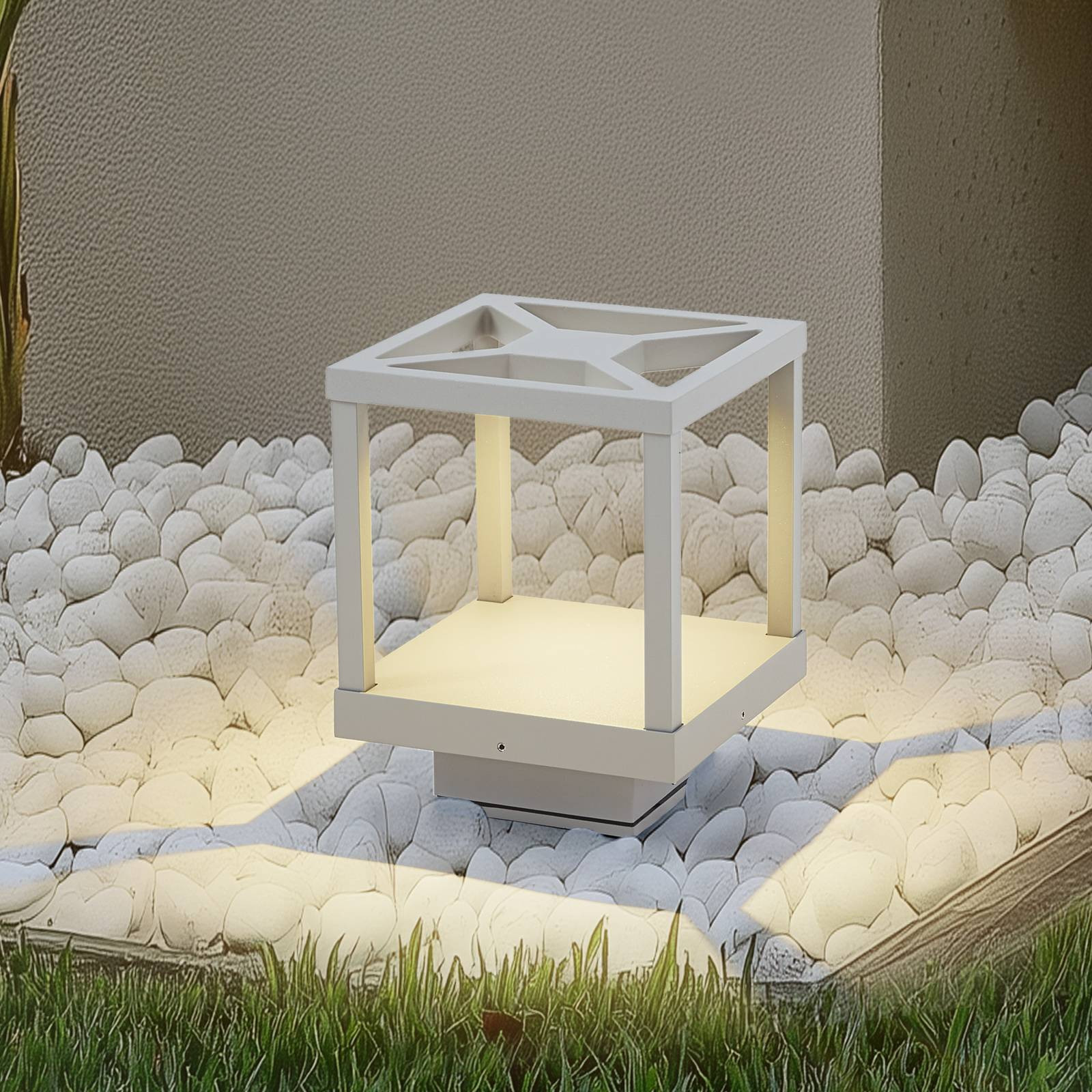 Podstavné svietidlo Lucande LED Lealan, sivé, kov, 23 cm, IP54