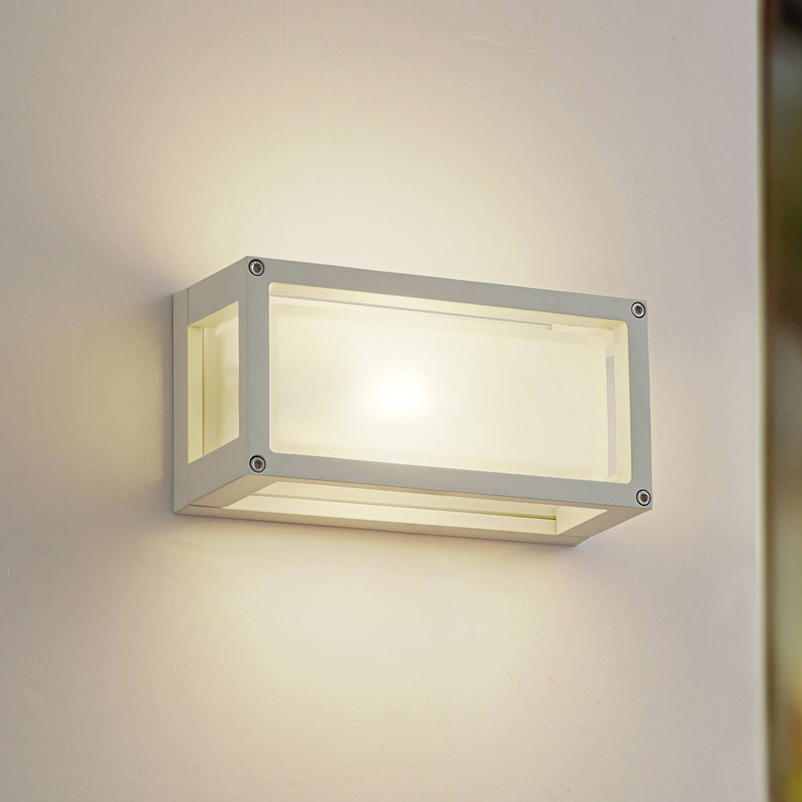 Vonkajšie nástenné svietidlo Lucande Aurelien, biele, hliník, výška 12,5 cm