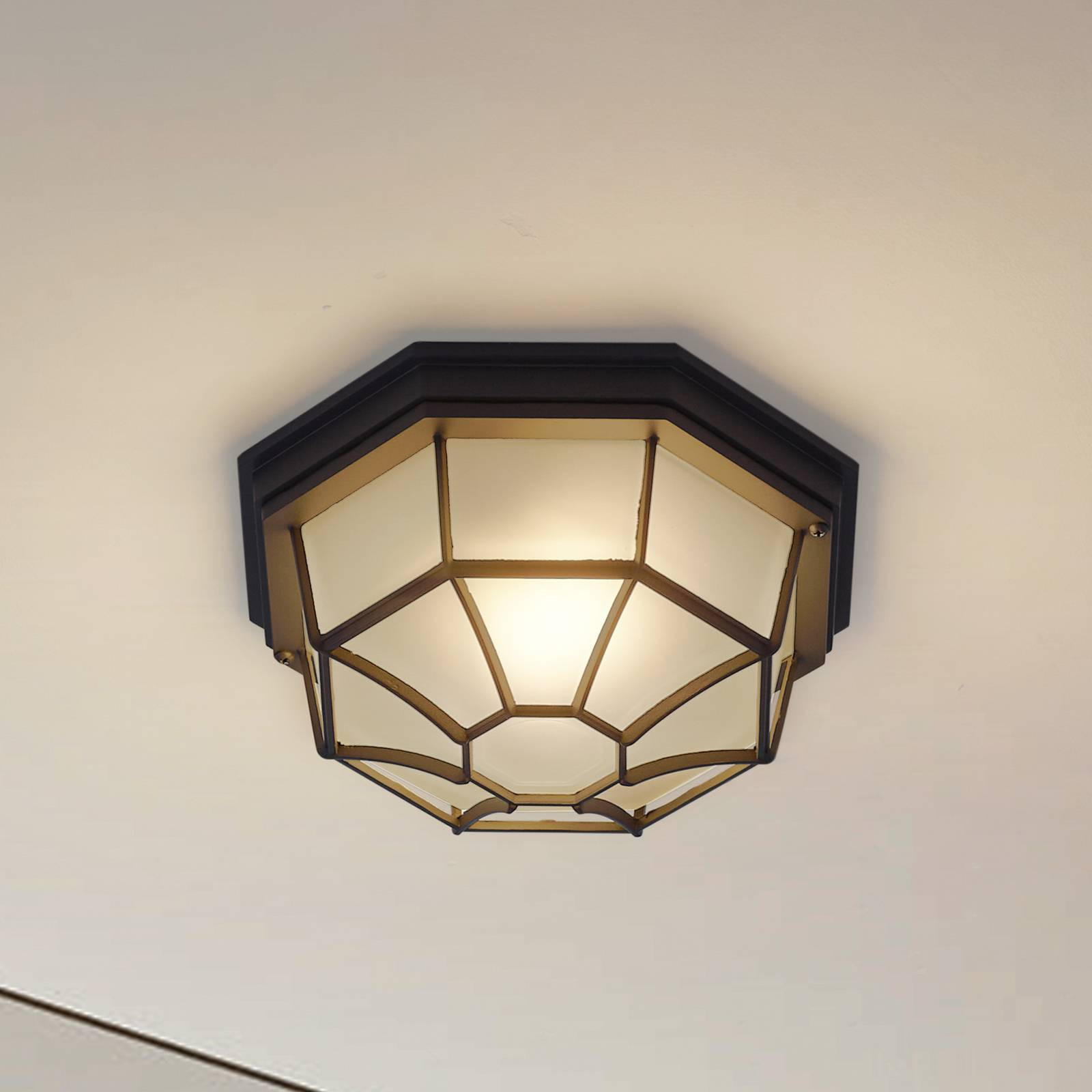 Vonkajšie stropné svietidlo Lindby Idril, antracitová farba, kov, Ø 26,5 cm