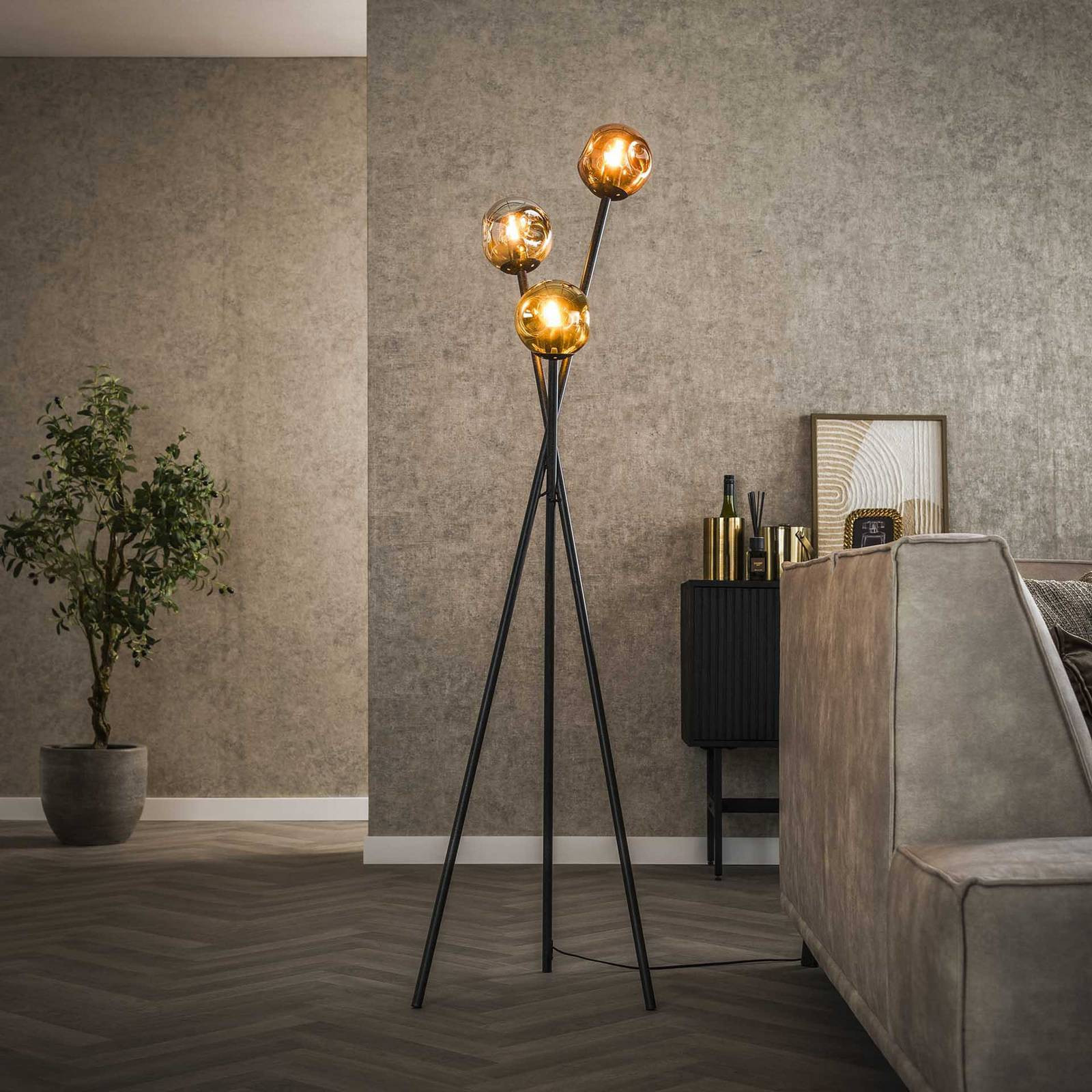 Stojacia lampa Stellar, trojnožka, 3 svetlá, sklo, viacfarebná
