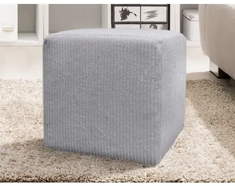 Taburet Bali, 40x40 cm, svetlo šedá štruktúrovaná látka%