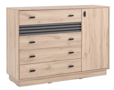 Komoda so šuplíkmi Almo, 135 cm, dub estana/antracit%