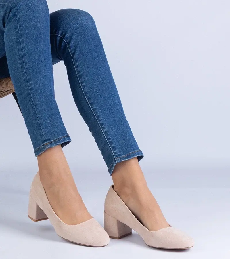 marka niezdefiniowana Beige eco-suede high heels Marsol