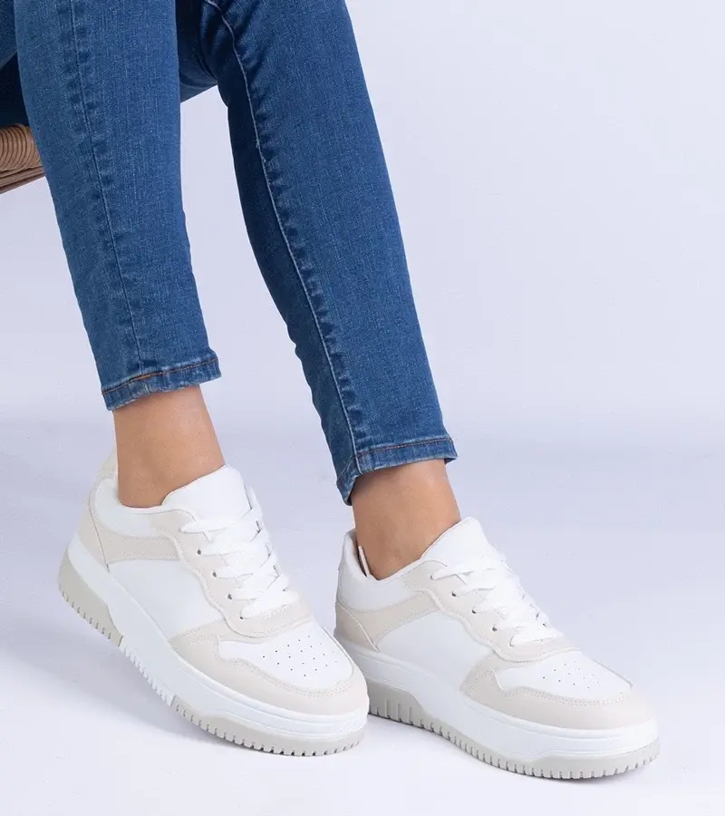 marka niezdefiniowana Beige sneakers with a thick sole Undina