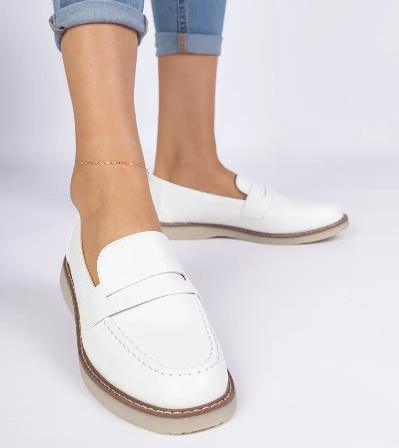 marka niezdefiniowana White classic women's loafers Merisa