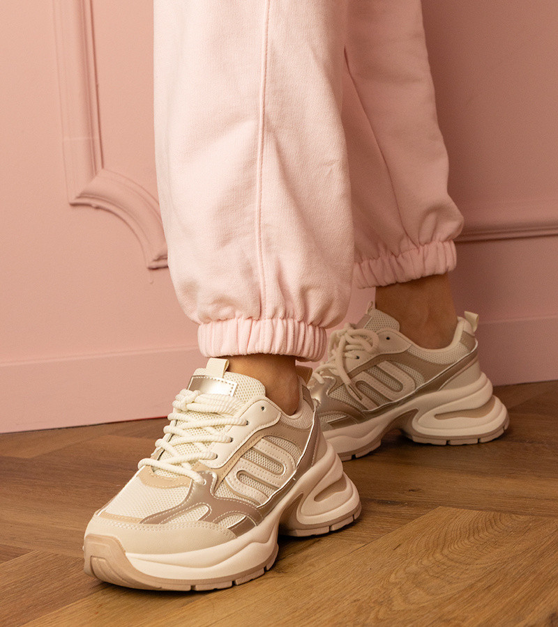 marka niezdefiniowana Beige Aries chunky sole sports sneakers