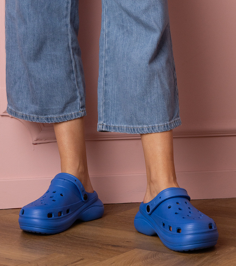 marka niezdefiniowana Blue enclosed platform mules Kameris