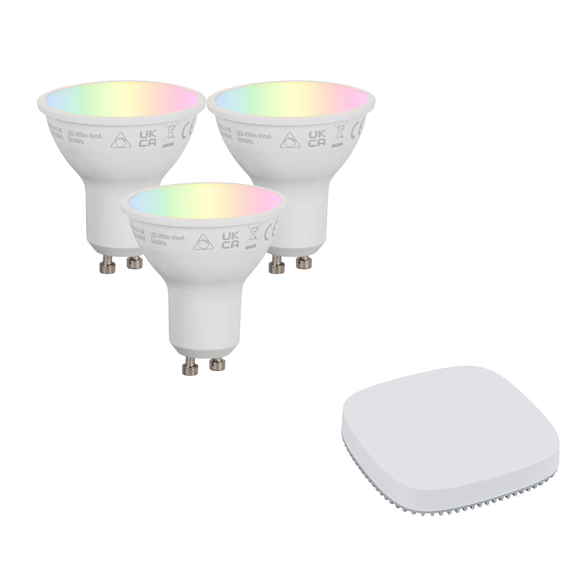 Set van smart GU10 dimbare LED lamp 4.7W 400 lm 2700K-6500K incl. Zigbee Smart Hub