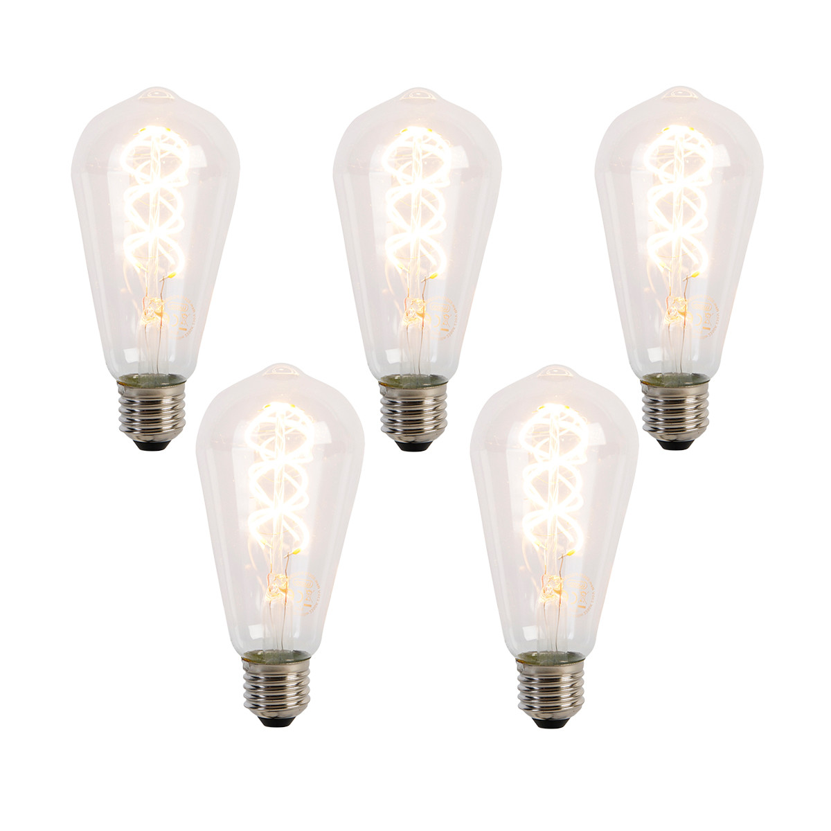 Sada 5 ks E27 LED žiarovka so špirálovým vláknom ST64 5W 400 lm 2200K