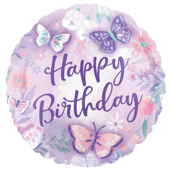 Amscan Fóliový balón Happy Birthday - Motýle 43 cm
