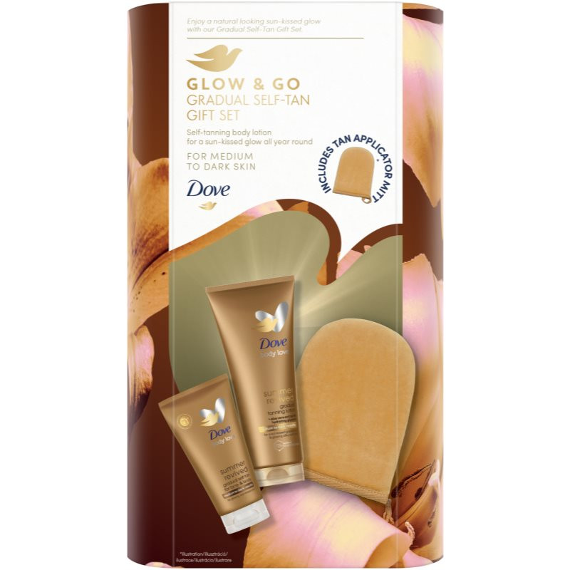 Dove Glow & Go Gradual Self-Tan Gift Set súprava na dokonalé opálenie pre ženy