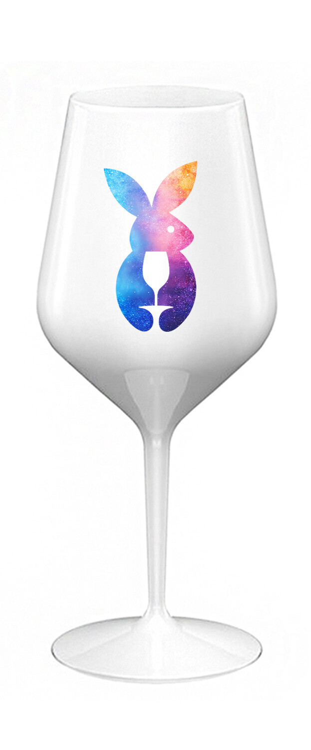 ZAJÍČEK - bílá nerozbitná sklenice na víno 470 ml