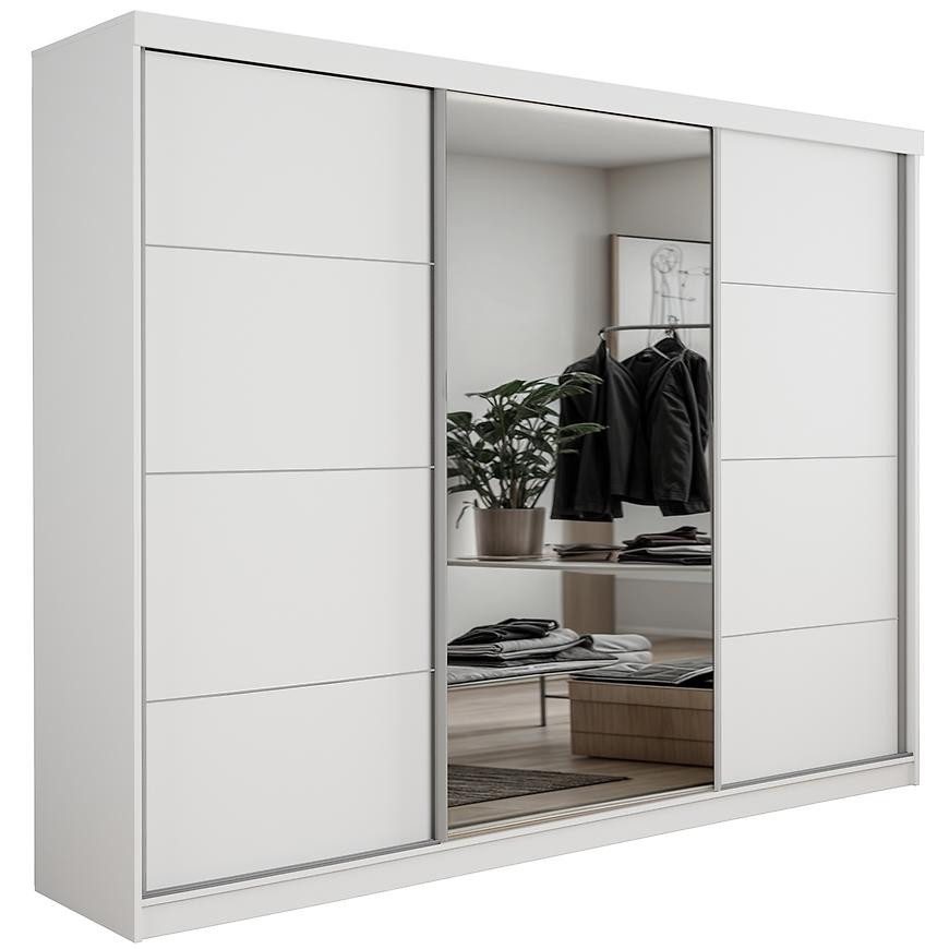 Skriňa Palermo 250 biela + zrkadlo