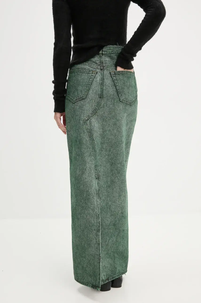 Rifľová sukňa MM6 Maison Margiela zelená farba, maxi, rovný strih, S62MI0021.S30652
