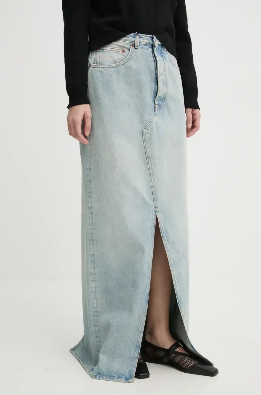 Rifľová sukňa MM6 Maison Margiela maxi, rovný strih, S62MI0021.S30589