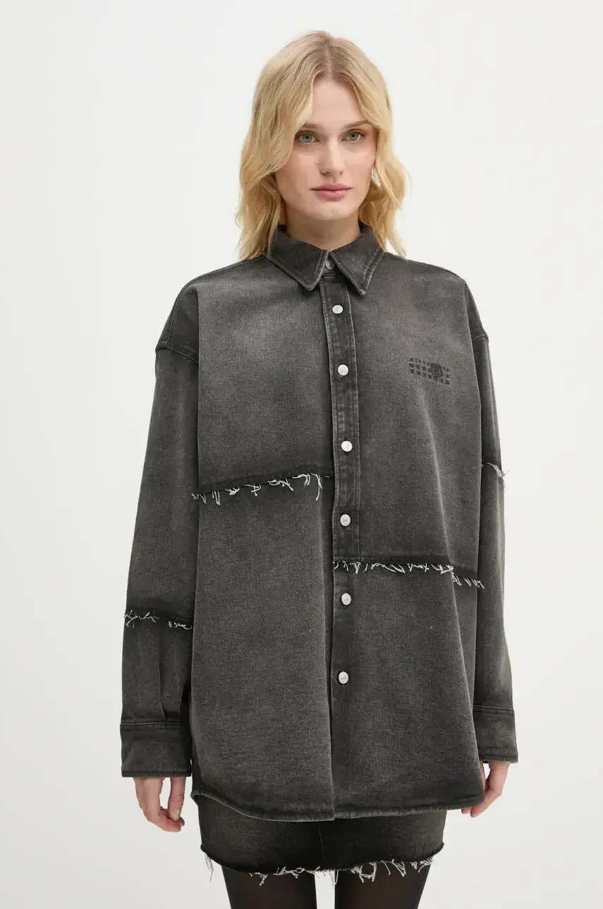 Rifľová bunda MM6 Maison Margiela dámska, šedá farba, prechodná, oversize, S62AN0134.S30848