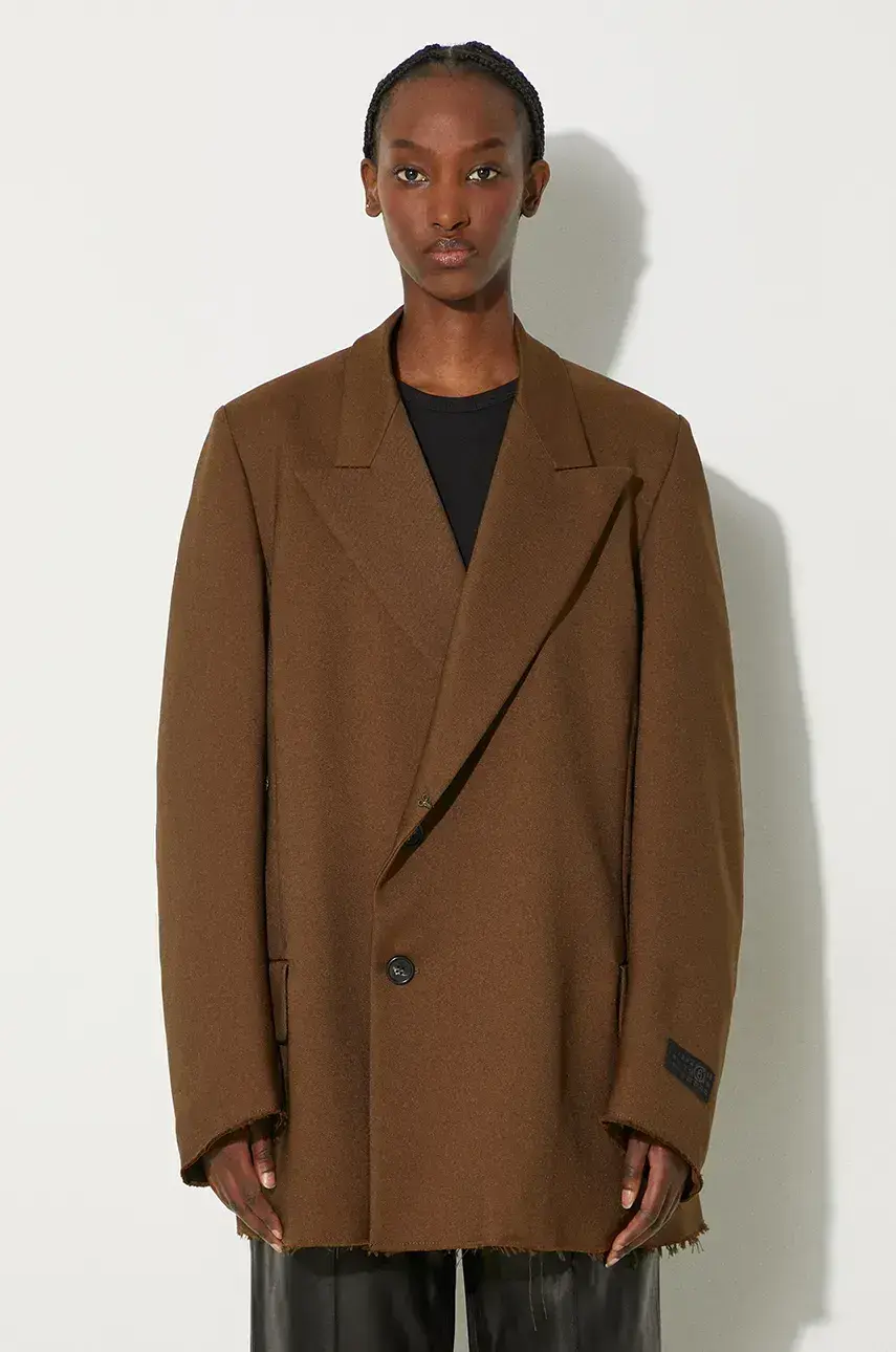 Kabát MM6 Maison Margiela zelená farba, prechodný, S62BN0106.M35222