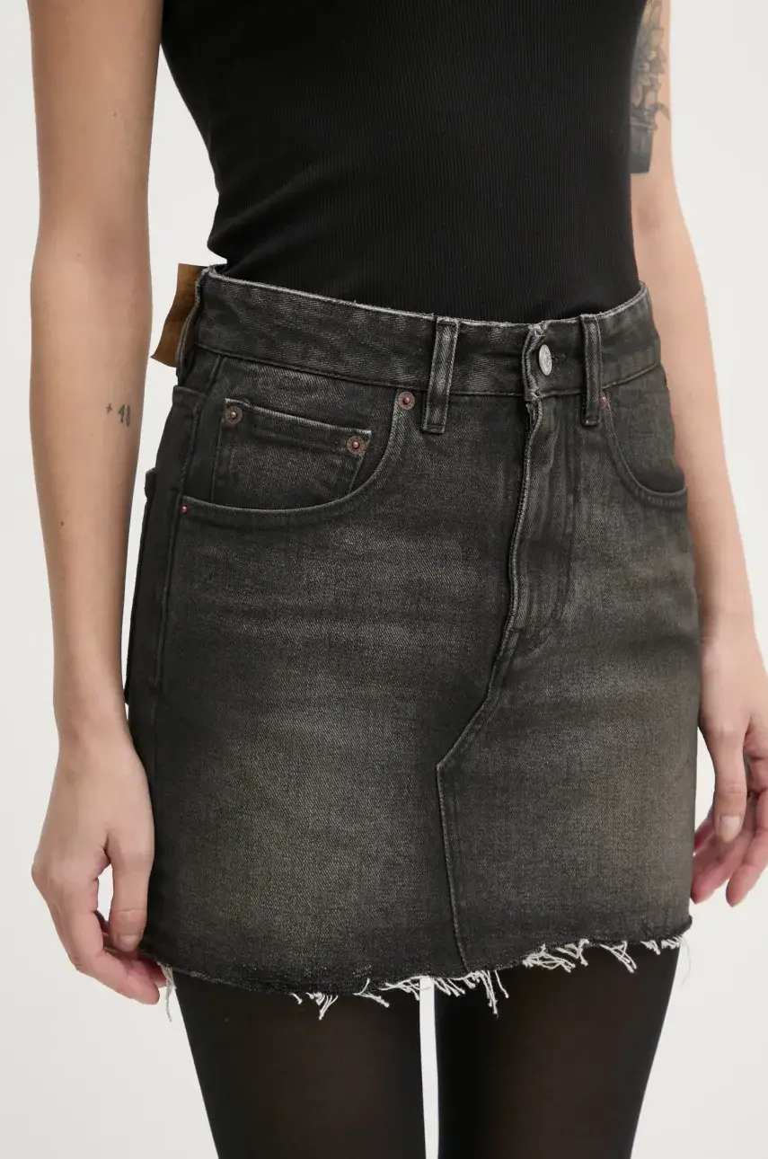Rifľová sukňa MM6 Maison Margiela šedá farba, mini, puzdrová, S62ME0011.S30848