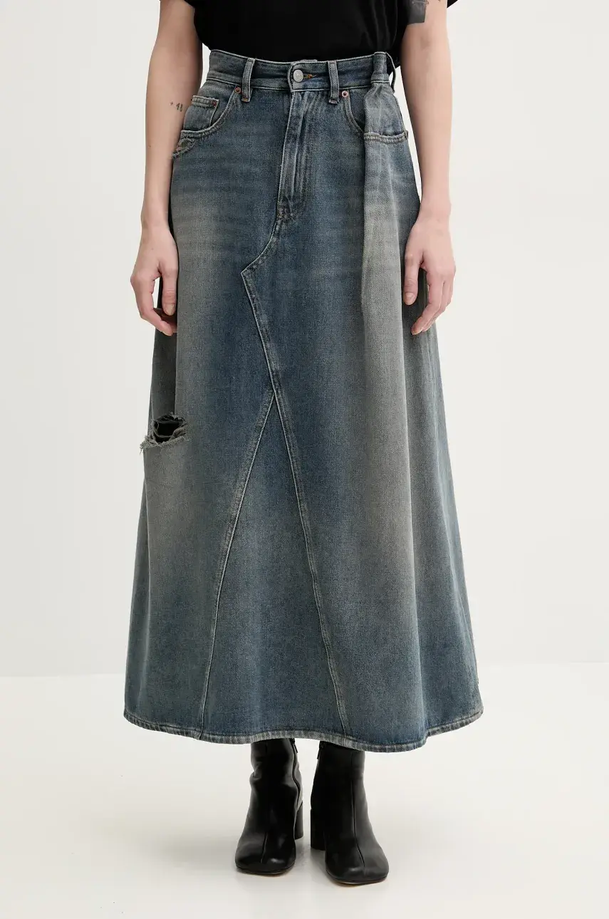 Rifľová sukňa MM6 Maison Margiela maxi, áčkový strih, S52ME0022