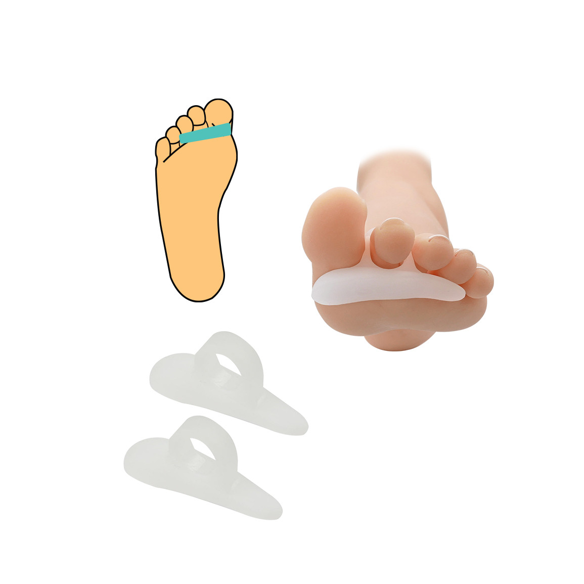 Silikónová podpora prstov 1 pár - priehľadná