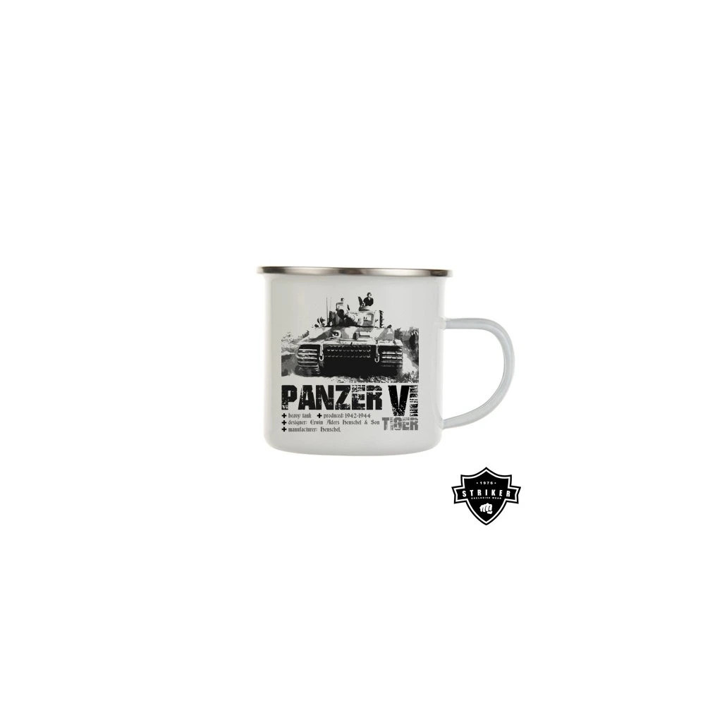 Hrnček smaltovaný (plechový) Striker Panzer VI 300 ml - biely