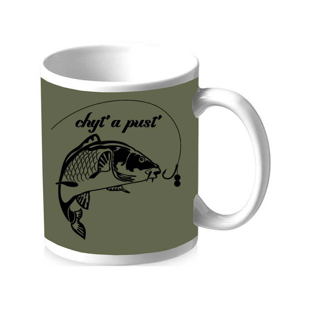 Hrnček Striker Chyť a pusť - olivový-biely