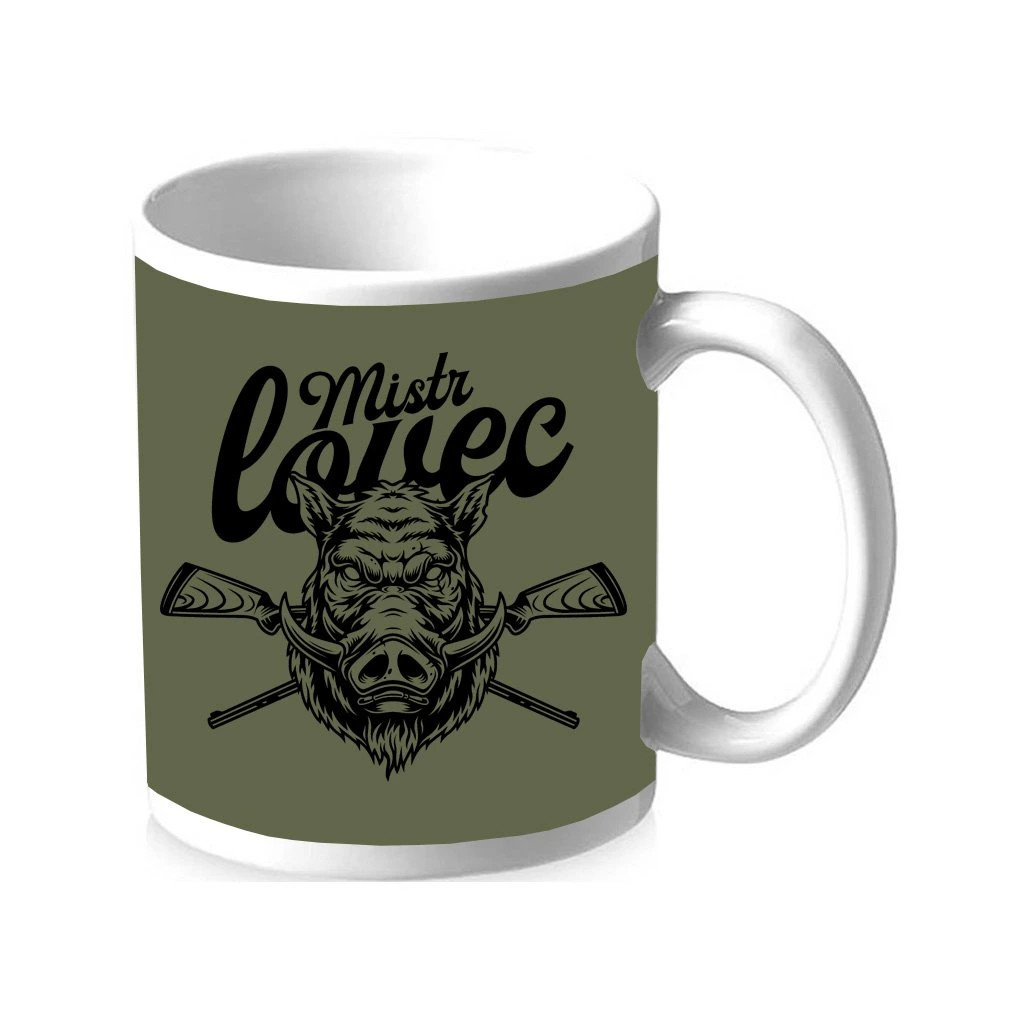Hrnček Striker Majster lovec - olivový-biely