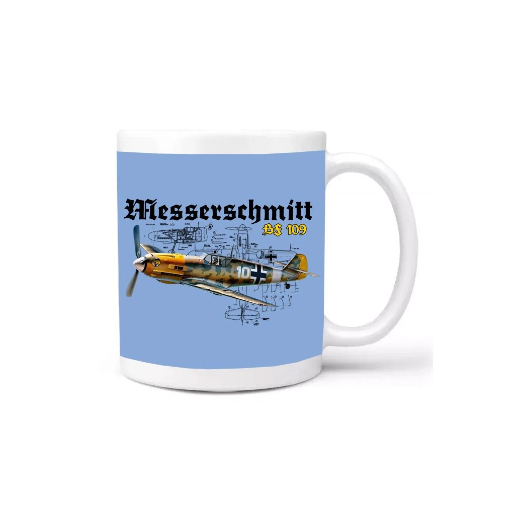 Hrnček Striker Messerschmitt BF-109 - modrý-biely