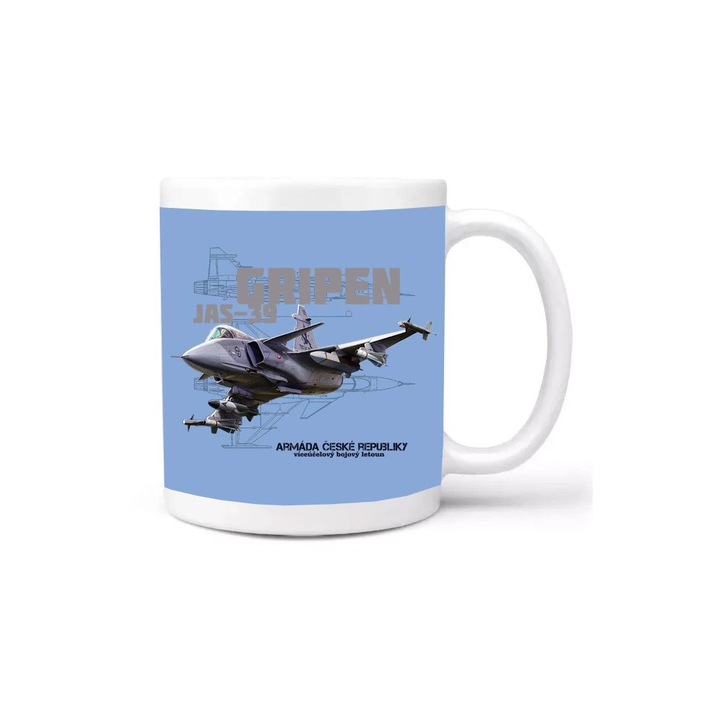 Hrnček Striker JAS-39 Gripen - modrý-biely