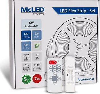 McLED Set LED pásek 7 m s ovladačem, CW, 9,6 W/m