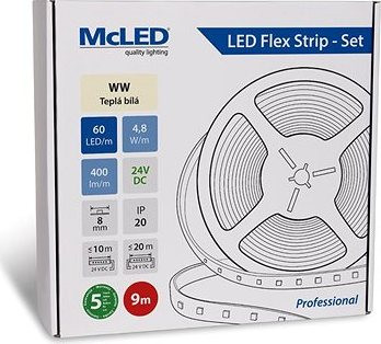 McLED Set LED pásek 9m, WW, 4,8W/m