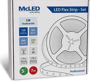 McLED Set LED pásek 7m, CW, 9,6W/m