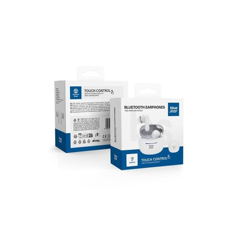 Sluchadlá Bluetooth Blue Star TWS BK44 - Biele (pošk. balenie)
