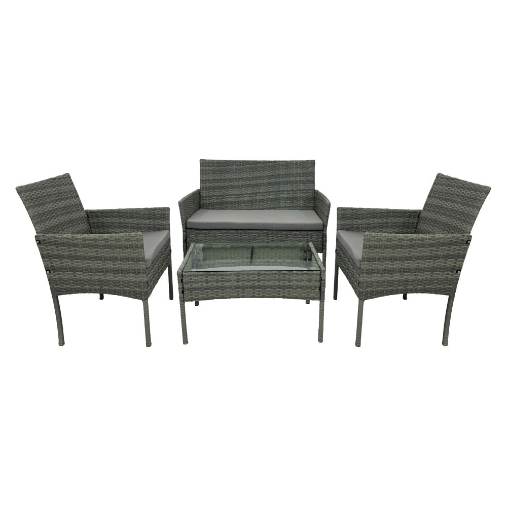 KONDELA Ratana 2 New záhradný nábytok z umelého ratanu sivá