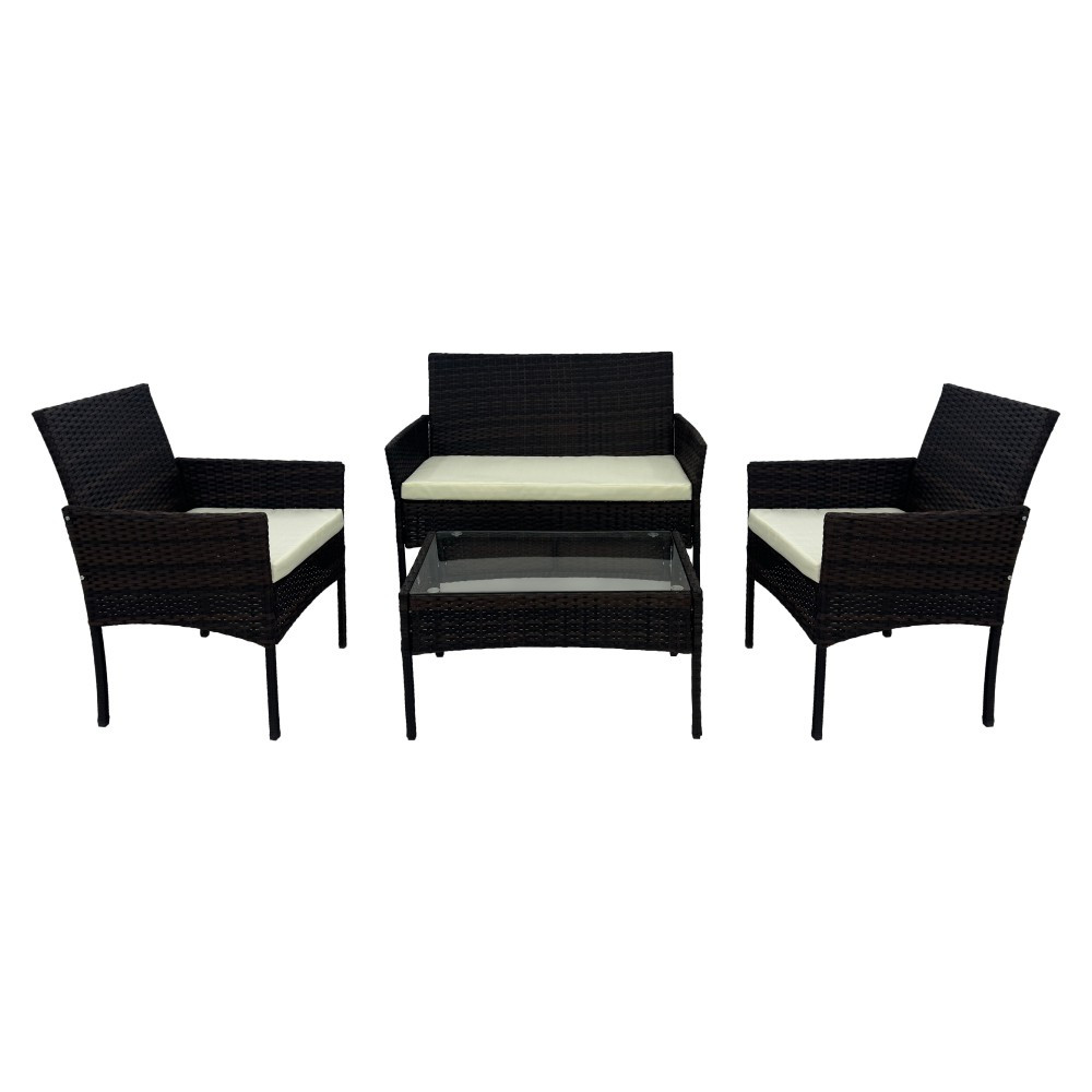 KONDELA Ratana 2 New záhradný nábytok z umelého ratanu čierna / béžová