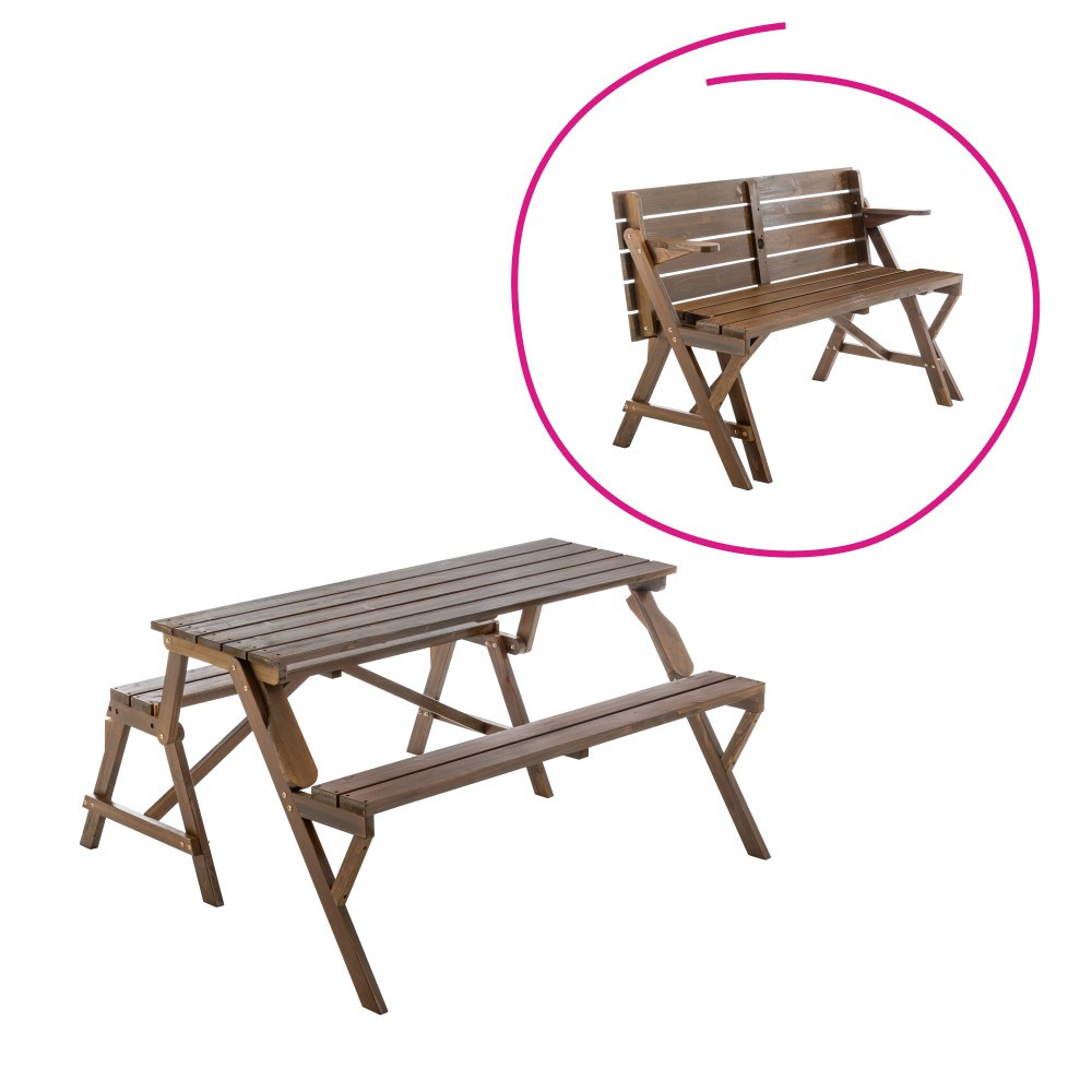 KONDELA Zagir záhradný stôl / lavička hnedá