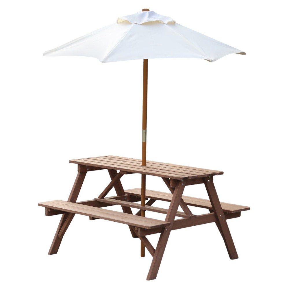 KONDELA Pady drevený detský záhradný set hnedá / béžová