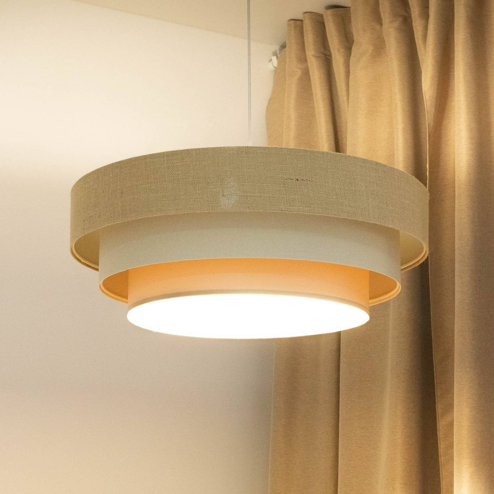 Závesné svetlo Boho, krémová/béžová, Ø 60 cm, výška 20 cm, juta