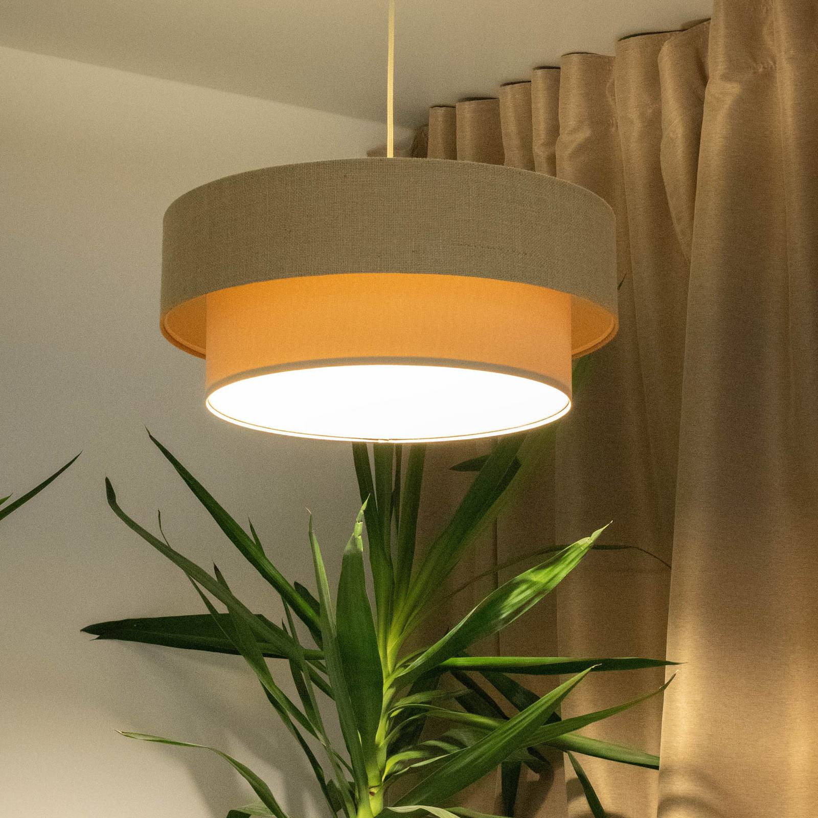 Závesné svetlo Boho, krémová/béžová, Ø 50 cm, výška 21 cm, juta