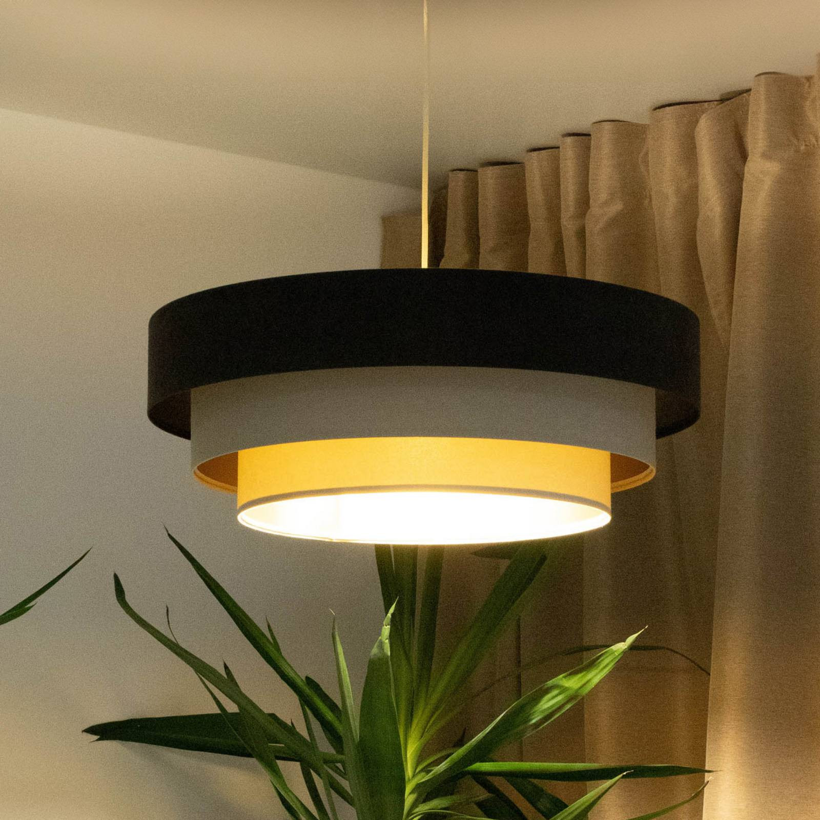 Závesné svetlo Triniti, hnedá/béžová/krémová, Ø 60 cm, textil