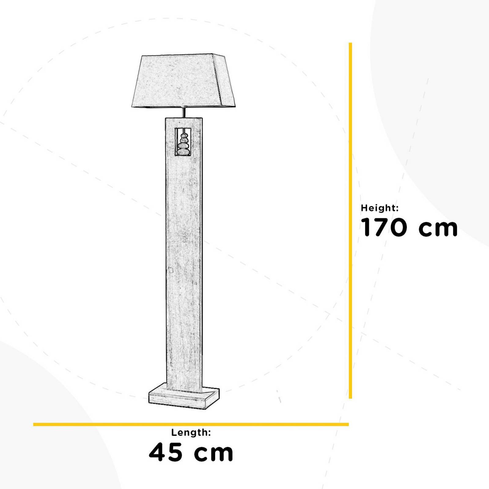 Stojacia lampa Miriel, výška 170 cm, textil, drevo