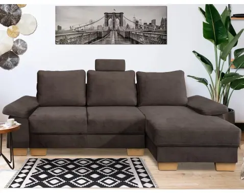 Rohová sedačka Chivas 1A, hnedá látka, pravý roh%