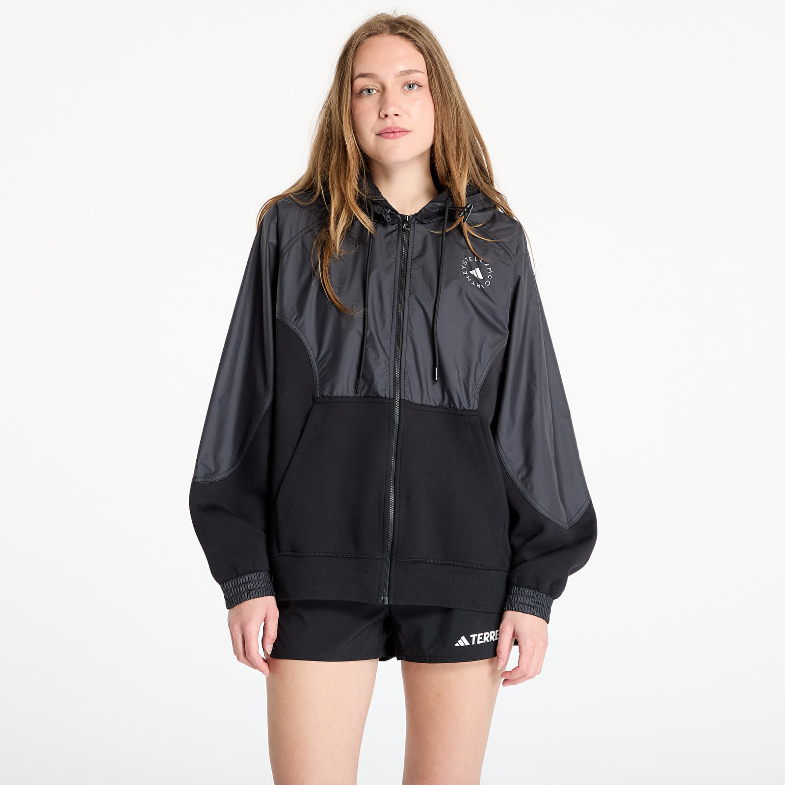 Mikina adidas x Stella Mccartney Material Mix Fullzip Hoodie Black/ Black/ Carbon XS