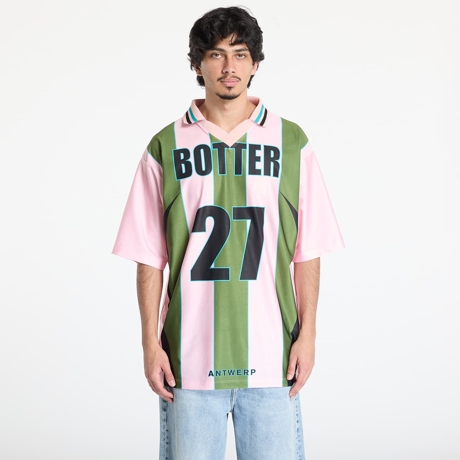 Dres Reebok x Botter LTD Reverse Soccer Tee Striped Pink/ Green S