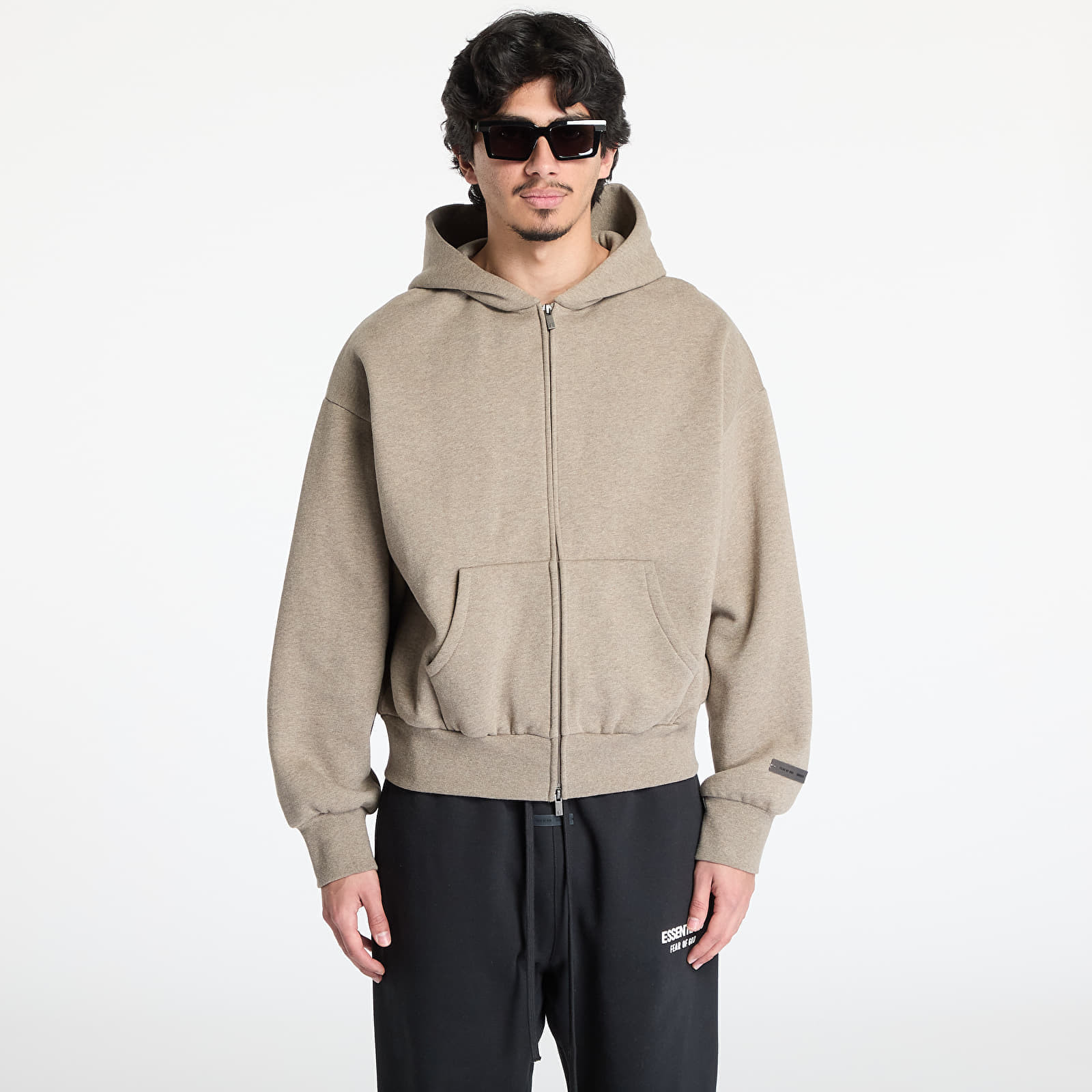 Mikina Fear of God Essentials Classic Fit Fleece Zip Up Hoodie Homestead Heather XXS