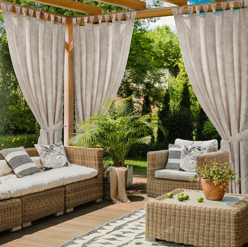 ArtFir Záves na terasu GARDEN 15 PU | púdrovoružová/krémová 155 x 240 cm